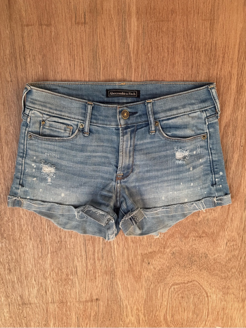 Abercrombie & Fitch Y2K Light Blue Distressed Denim Shorts